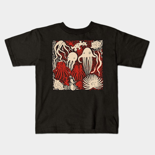 Underwater Lino Cut. Kids T-Shirt by n23tees